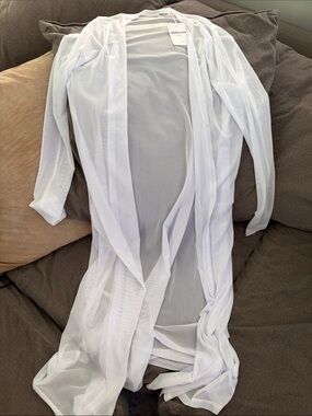 White Sheer Long Swim Coverup Robe